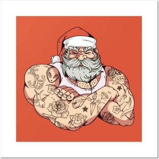 Bad Santa with Tattoos Posters and Art